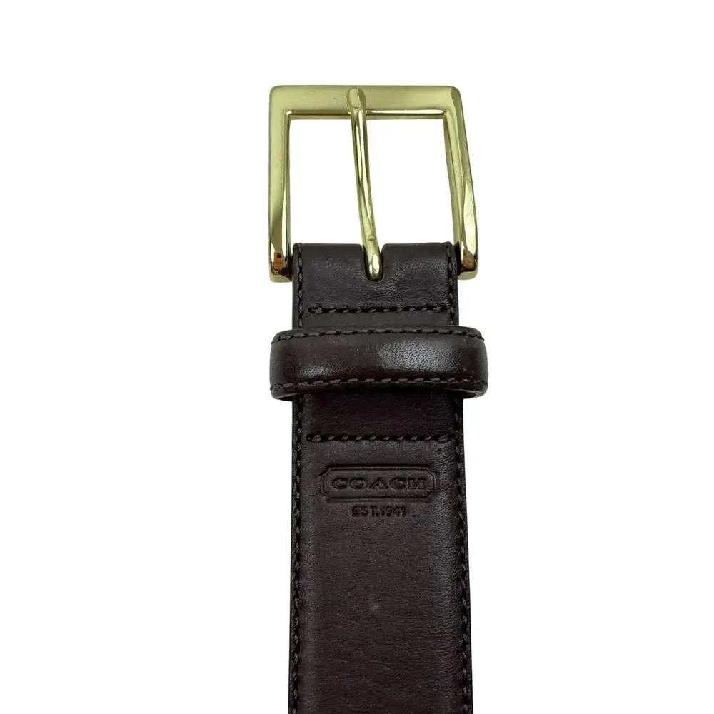 Coach Men's Dark Brown Leather Belt
